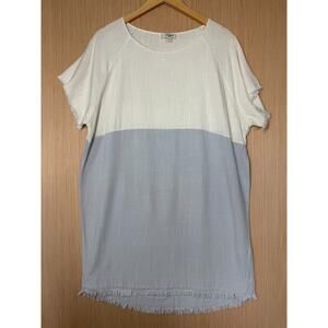 Umgee Linen Blend High Low Frayed Hem Dress Womens Size Medium Boho Beachy